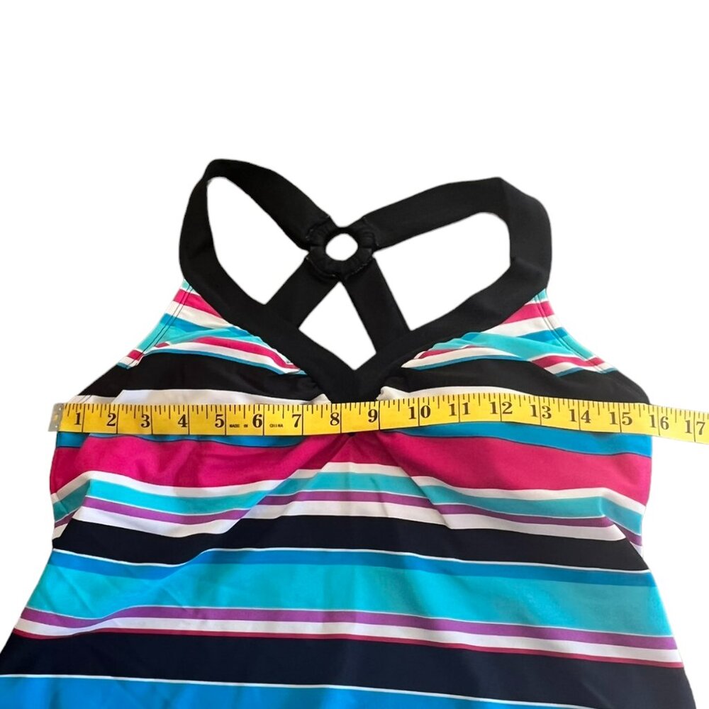 Women's Sonoma Colorful Striped Crossback Tankini Top Size 10 - Picture 2 of 4